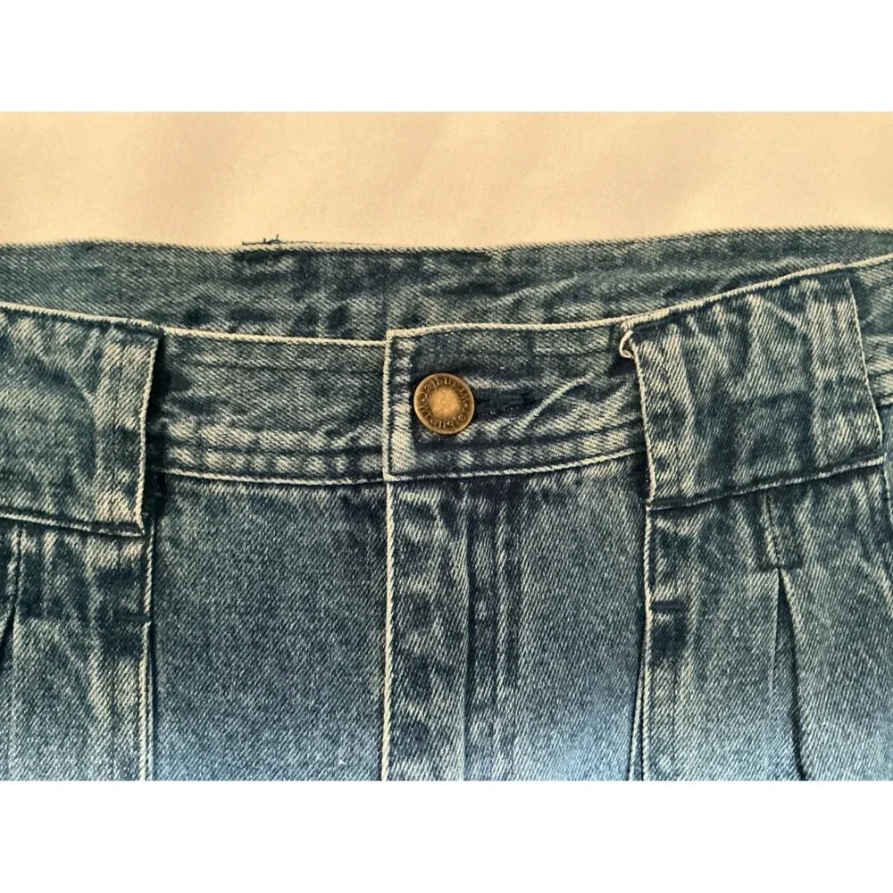 RW Rugged Vintage Mens Blue Denim Cargo Pants Pleated Relaxed Fit 36x32 Utility